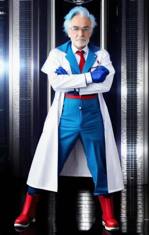 megaman's Doctor Wily Dr. W with red tie side hairs...