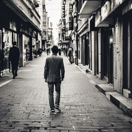 Prompt: Man walking in street