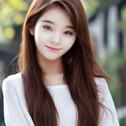 Prompt: South Korea Beautiful girl face half body and long hair