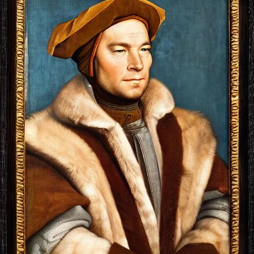 Prompt: A portrait of Capt. Kirk by Holbein the Younger.