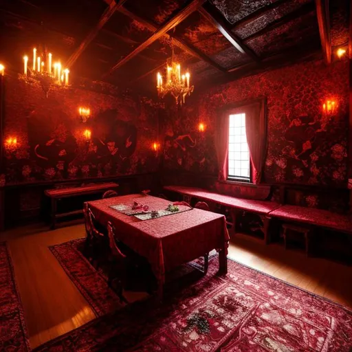 Prompt: demon castle room