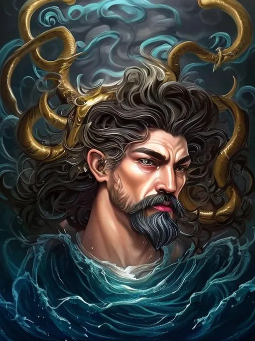 Prompt: "Transform my current profile picture into a majestic representation of a mythical god or goddess inspired by poseidon God. The artwork should be in a digital art style with a breathtaking, otherworldly background that enhances the god-like aura. Be sure to emphasize the divine qualities and create an image that exudes power and mystique."




