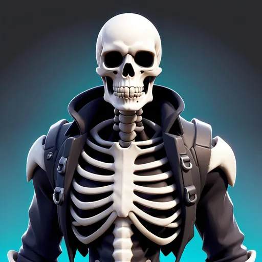 Prompt: a skeletonhalfhuman fortnite skin