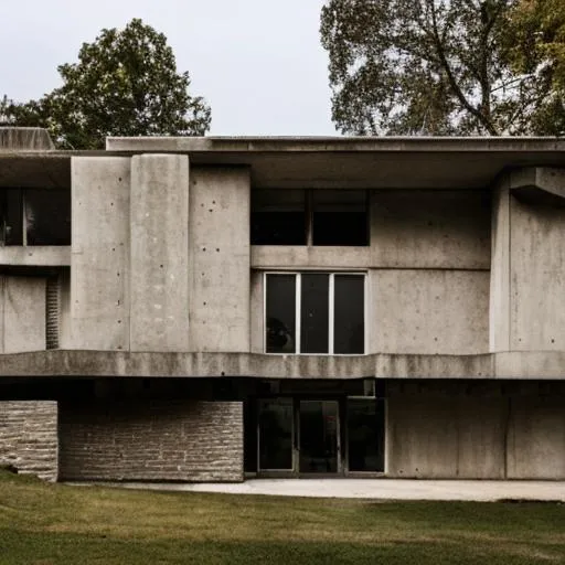 Prompt: brutalist architecture home