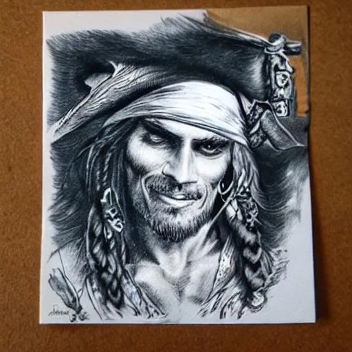 Prompt: Handsome pirate,hand drawn 






