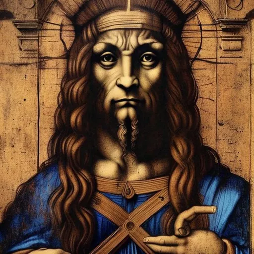 Prompt: Black "Salvator Mundi" by Leonardo da Vinci