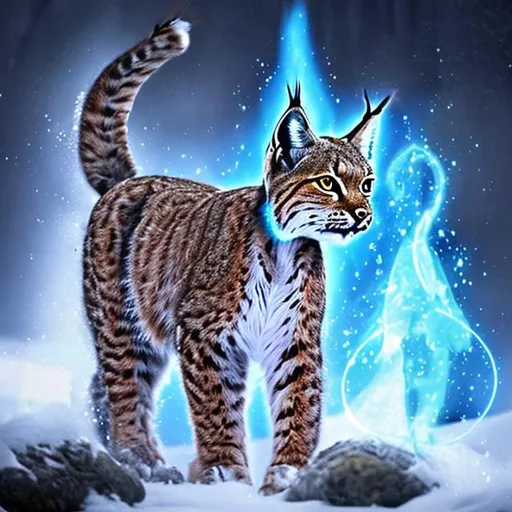 Prompt: Lynx with magic embodied