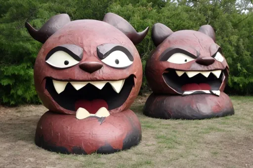 Prompt: Giant angry faced bell
