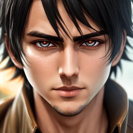 Prompt: Eren Yeager, Highly Detailed, Hyperrealistic, sharp focus, Professional, UHD, HDR, 8K, Render, HD, Trending on ArtStation, bokeh, outdoor, close up,