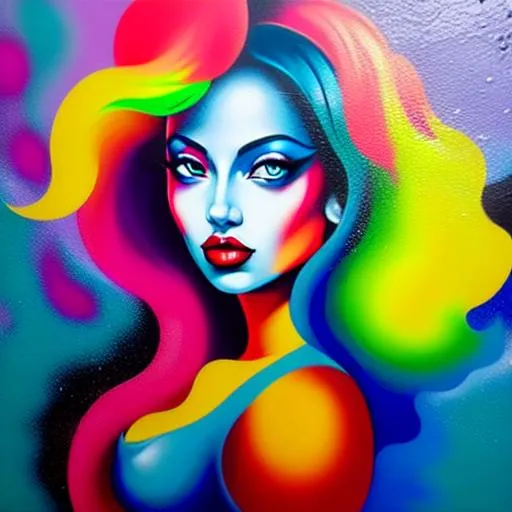 Prompt: Flower Siren graffiti art, splash art, street art, spray paint, oil gouache melting, acrylic, high contrast, colorful polychromatic, ultra detailed, ultra quality, CGSociety