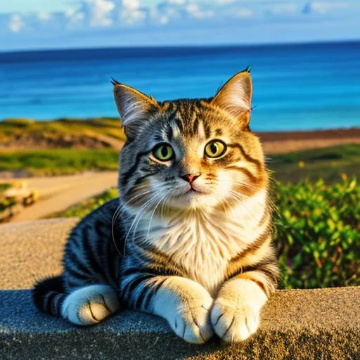 Prompt: professional photo cat in the island, hd, 4k, highly graphic, 2000 pixel, glow