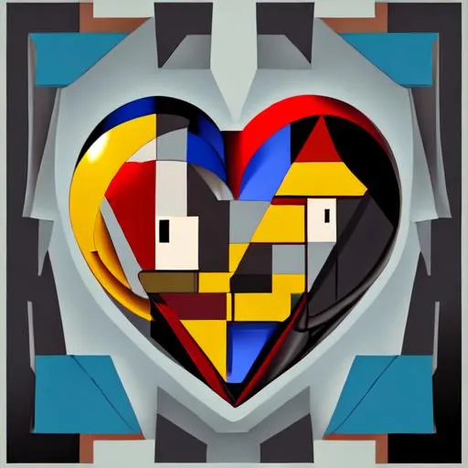 Prompt: mechanical heart  in cubism style