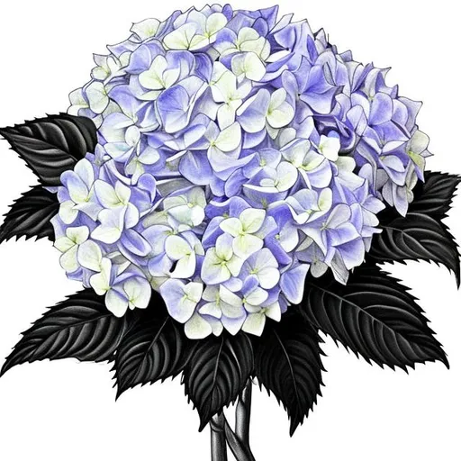 Prompt: 
Hydrangea drawing for coloring book 