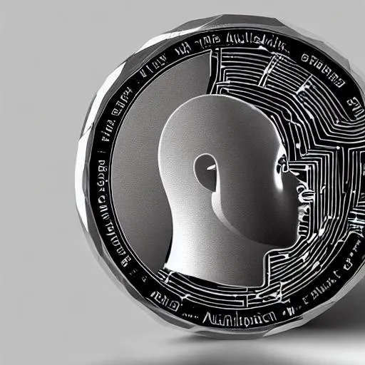 Prompt: artificial intelligence coin whit the tekst AI