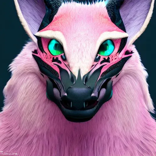 Prompt: Portrait of an anthro wyvern with striking pink fur and iridescent black markings and a cute face, liminal space streets, perfect composition, hyperrealistic, super detailed, 8k, high quality, trending art, trending on artstation, sharp focus, studio photo, intricate details, highly detailed