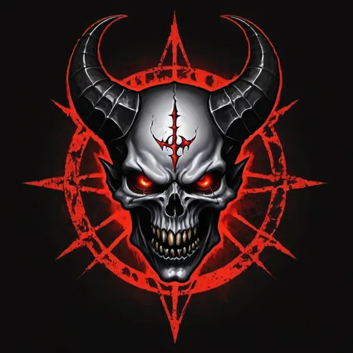 Prompt: Demonic wavs, torture, oblivion, death, darkness, logo