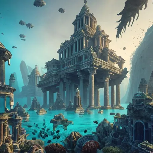 Prompt: Submerged eco city, powered by hydrothermal vents, featuring temples in ruins, forests, stairs, columns, cinematic and sea life coexisting with humans in harmony, concept, Matte painting, backgrounds, fog, photo-realistic, concept art, volumetric light, cinematic epic + rule of thirds octane render, 8k, corona render, film concept art, octane render, cinematic, trending on station art, film concept art, cinematic composition, ultra-detailed, realistic, hyper-realistic , volumetric lighting, 8k –ar 2:3 –test –uplight. ::195 big shot ::75 panorama ::23 atmosphere : :22 subtle subtlety of decoration : :80 cinematic ::80 hyper realism ::45 Caustics ::30 blade runner ::5 David Lynch inspiration ::4 Terry Gilliam inspiration : :8 Luis Bunuel Inspiration :: 11 Jean Jeunet Inspiration ::9 crystalcore ::25 high detail ::90 concept art ::1 highly detailed, highly detailed, intricate ::22 elite, ornate, elegant, luxurious, realistic : : 75 octane render, weta digital, ray trace, 8k ::50 --stylize 3650 --aspect 2:3 --seed 1969 --version 3 --quality 2
