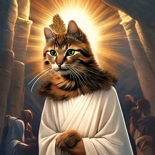 Prompt: actual photo of cat jesus, surprise me