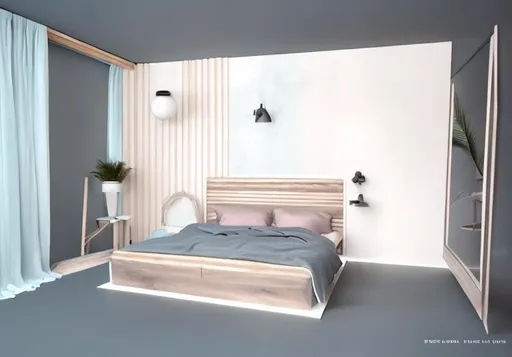 Prompt: make a photo realistic render, using pastel colors, minimal, wooden finishes