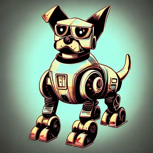 Prompt: A retro look robot dog