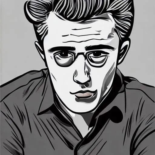 Prompt: James Dean portrait cartoon