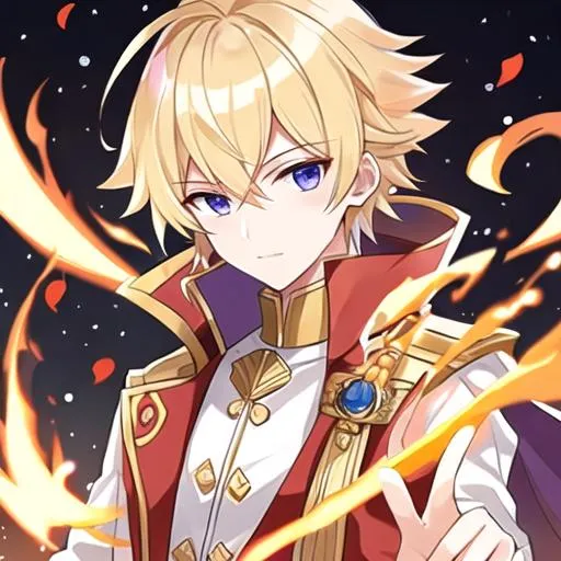 male blonde prince academy fire mage | OpenArt