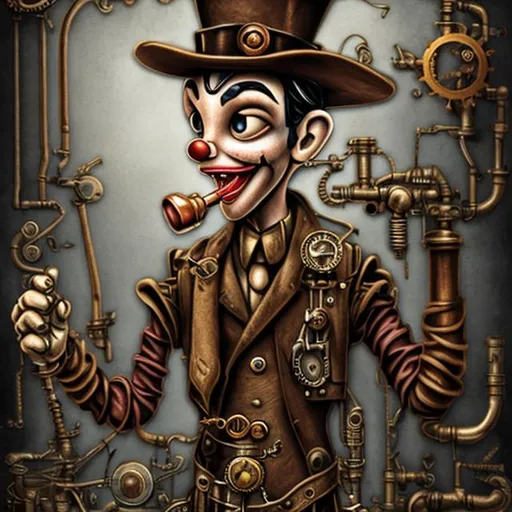 Prompt: puppet Pinocchio steampunk, (mechanic arm), high resolution, draw, 300 dpi