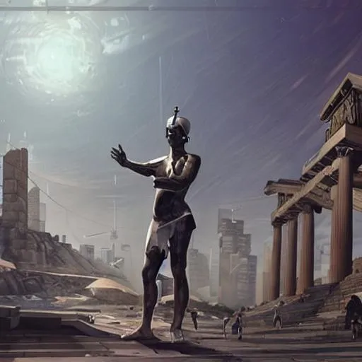 Prompt: ancient Greece cyberpunk in the year 2077