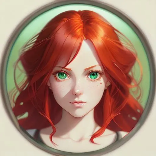 Prompt: beautiful red haired girl with green eyes, anime Character Portrait, Looking At Camera, Symmetrical, Soft Lighting, Cute Big Circular Reflective Eyes, Pixar Render, Unreal Engine Cinematic Smooth, Intricate Detail, anime Character Design, Unreal Engine, Vintage Photography, Beautiful, Tumblr Aesthetic, Retro Vintage Style, Hd Photography, Hyperrealism, Beautiful Watercolor Painting, Realistic, Detailed, Painting By Olga Shvartsur, Svetlana Novikova, Fine Art, Soft Watercolor