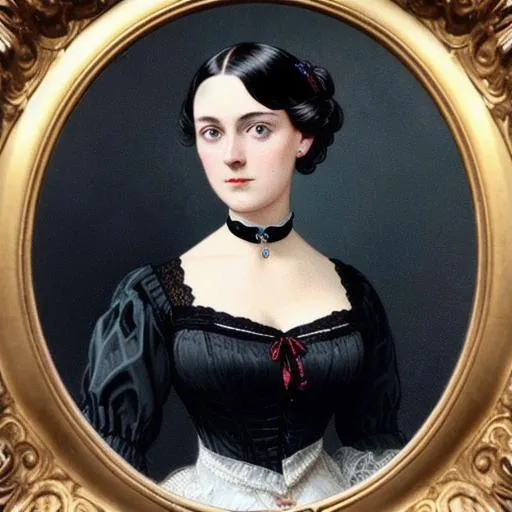 A Victorian woman with dark hair and golden eyes, we... | OpenArt