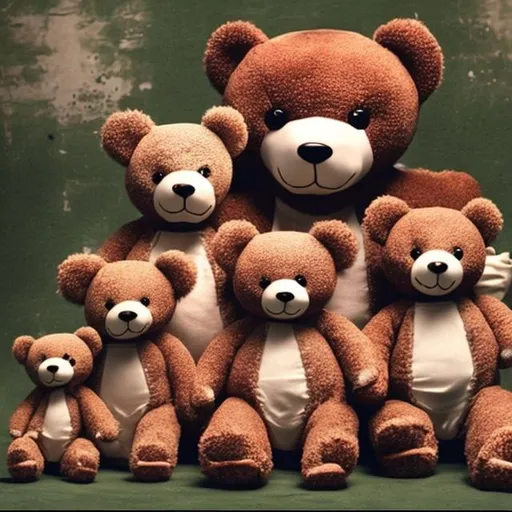 Prompt: killer teddy and his family