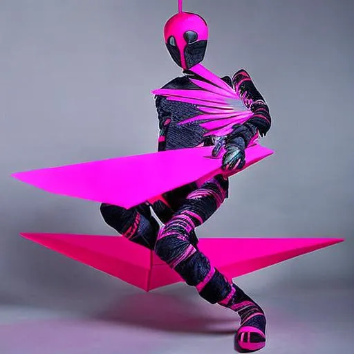 Prompt: Masashi Kishimoto, Mikio Ikemoto art style Pink energy and lighting ninja art style with mask static pink form ninja by Masashi Kishimoto, Mikio Ikemoto