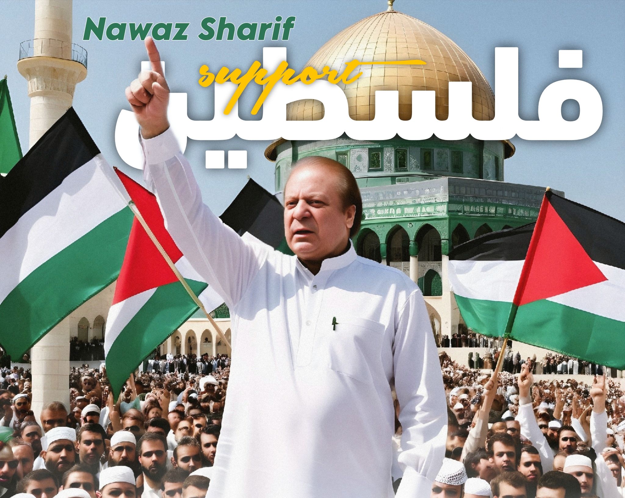 Prompt: Nawaz Sharif Support & Stands for Palestine - Ai Generated 