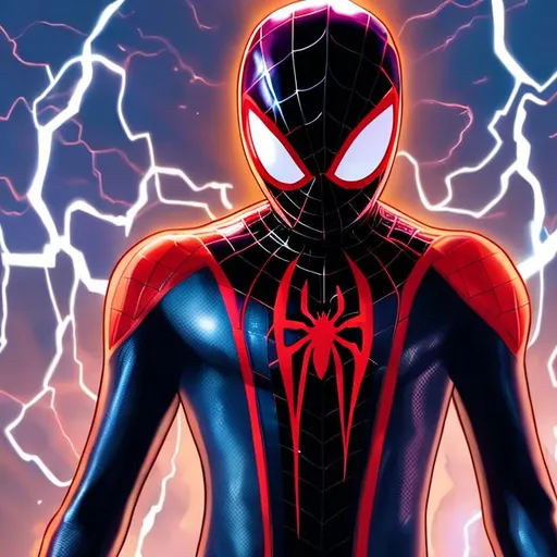 Prompt: Miles morales with electricity around him 
