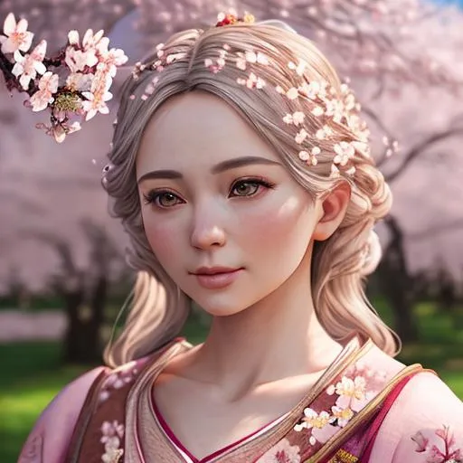 Prompt: create an intricately detailed photo-realistic scene of a beautiful traditional woman with cherry blossom trees. RAW, UHD, 64k, zoom out, smooth, sharp focus, unreal engine 8, 3D Rendering, Cinematic lighting, UDR, HDR, 64k, masterpiece, highly detailed eyes, perfect composition, hyperrealistic, super detailed, 8k, high quality,hyperdetailed intricately detailed, unreal engine, intricate detail, complementary colors, 8k, heavy strokes, full height