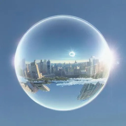 Prompt: A floating transparent translucent vitreous sphere in the sky. photorealistic. Hyperrealistic. 