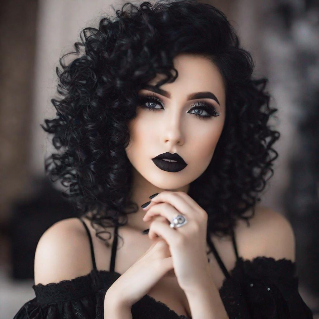 Wavy Hair Goth Embracing Rebellion With Soft Curls Wavy Hair Goth Embracing Rebellion With Soft Curls