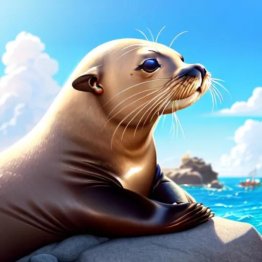 Highly realistic of sea lion,cute,wearing cool stuff
