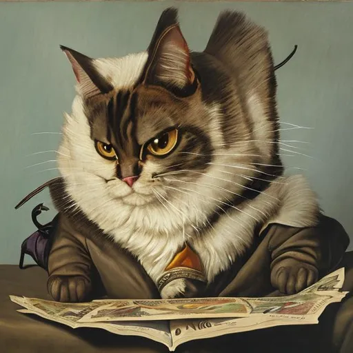 Prompt: a caat painting satire