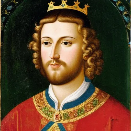 Prompt: portrait of a 10th-century French light-haired king