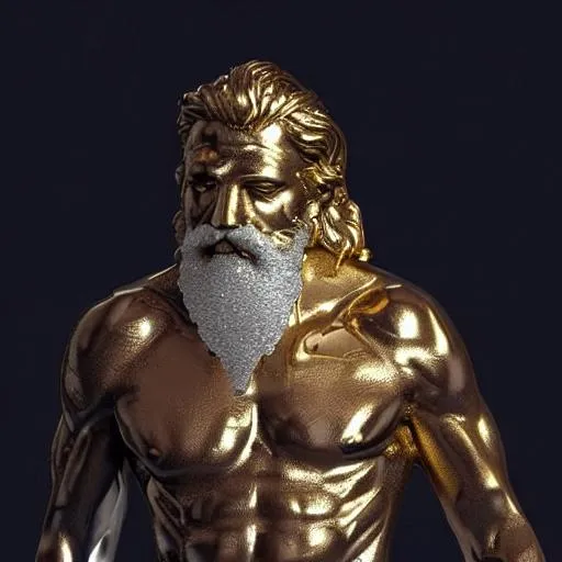 Prompt: hyperrealistic detailled sculpture of  gold Zeus . hd picture