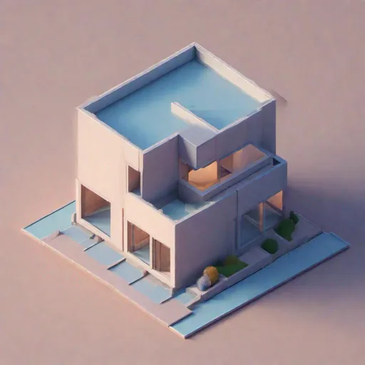 Prompt: Tiny cute isometric brutalism house, soft smooth lighting, light source on left, soft colors, soft colors, 100mm lens, 3d blender render, trending on polycount, modular constructivism, blue blackground, physically based rendering, centered