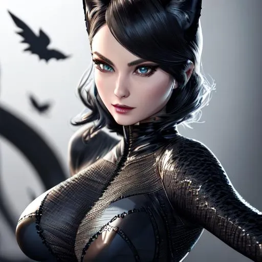 Prompt: (((masterpiece))), ((best quality)), hyper quality, refined rendering, extremely detailed CG unity 8k wallpaper, highly detailed, (super fine illustration), highres, (ultra-detailed), detailed face, perfect face, DC COMIC character CatWoman, (extremely delicate and beautiful), stunning art, best aesthetic, twitter artist, amazing, high resolution, fine fabric emphasis, UHD, 