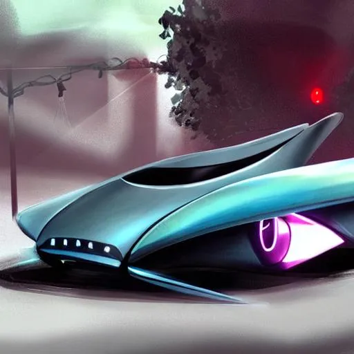 Prompt: concept art of a futuristic manta ray car