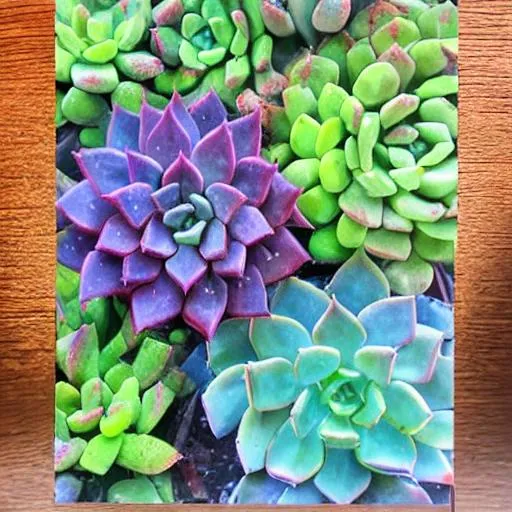 Prompt: real colorful succulent painting planted 
