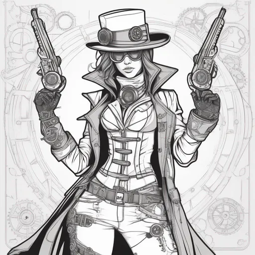 Prompt: steampunk assassin lineart,👾 🤖