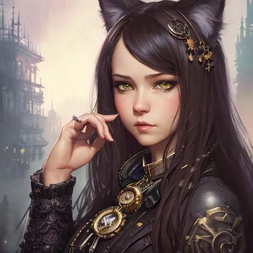 Prompt: girly concept splash art character ((by Aleksi Briclot)), ((by Guillermo del Toro)), ((by Bastien L. Deharme)), ((by Antonio J. Manzanedo)), ((by Jesper Ejsing)), ((by John Atkinson Grimshaw)), ((((catgirl Neko)))), ((high-quality)) ((high-detail)) ((highly-detailed)) ((exquisite)) ((minute detail)), ((photorealistic)), ((4k UHD Wallpaper)), ((breathtaking)) ((masterpiece)) full-body posing.
A hyper detailed julia sets mandelbrot full body fractal detailed Beautiful mature woman, detailed beautiful face, golden silk, wearing vaporous diamantine night dress, discrete makeup, glowing up, large curly rainbow color balayage hair