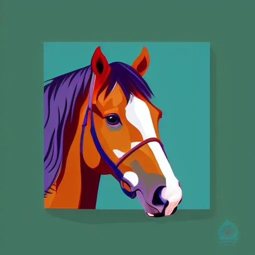 Prompt: A vectorial drawing of a horse, profile image, by Tom Whalen, vector art, clean lines, logo, 2d flat, centered, Adobe Illustrator, 4K HD.