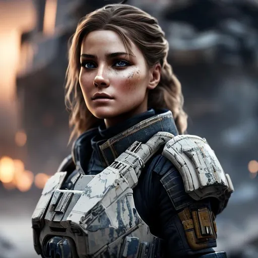 Prompt: create most beautiful fictional female elite space soldier in who is battle scarred from war, extremely, detailed environment, detailed background, intricate, detailed skin, natural colors , professionally color graded, photorealism, 8k, moody lighting


