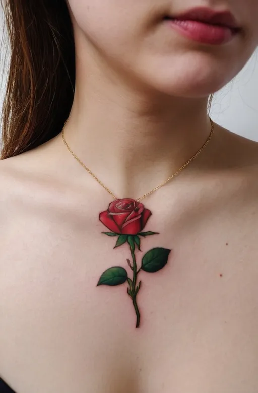6. Micro Red Rose Tattoo
